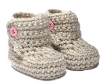 Baby Booties with Button Top size 0 to 6 months