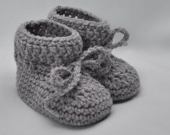 Baby Booties -Booties that Stay On in Gray
