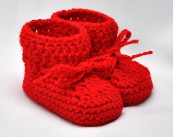 Baby Booties with ties, Valentine's Day Booties  Booties, Booties that stay on, Tie Booties