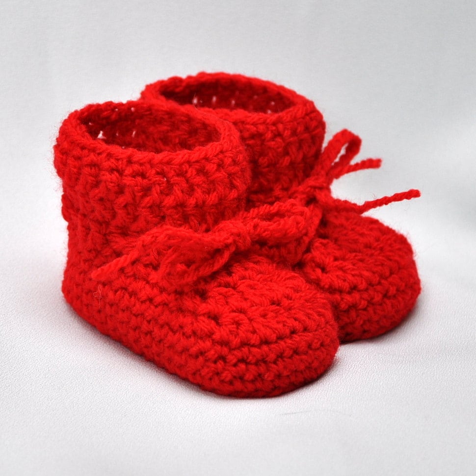 Baby Booties with ties Baby Boy Booties Red Booties Etsy