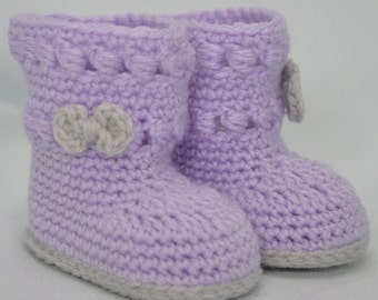 Baby Booties, Crochet Baby Boots, Booties with Bow