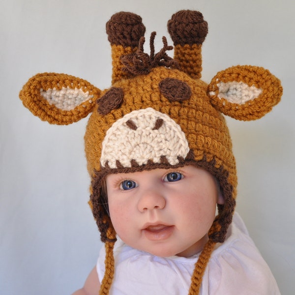 Giraffe Hat, Hat with Earflaps, Animal Hat