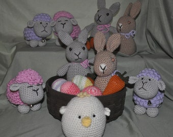 Easter Bunny and Friends,  Home Décor,  Easter Bunny, Lamb, Nursery decorations, Amigurumi animals