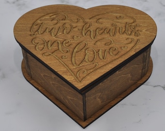 Wedding Heart Box, Memory Box, Wooden Box, Personalized box