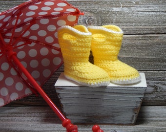Botas de bebé tejidas a crochet, botitas de bebé, chanclas para bebé, botas de lluvia para bebé