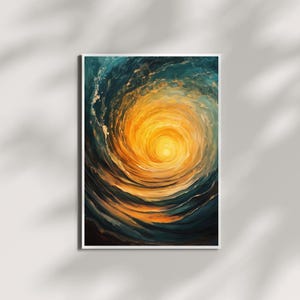 Solar Core – Swirling Abstract Light | Fiery Energy Oil Painting | Digital Download Wall Art