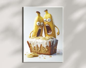 Zabawny chleb bananowy - wrzeszczące banany na ścianie | Ekscentryczny humor kuchenny | Pobieranie cyfrowe
