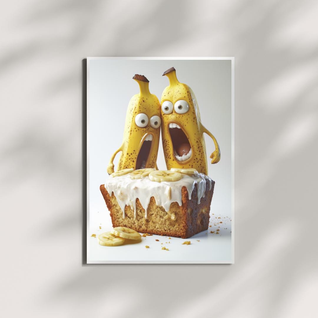 Funny Banana Bread - Screaming Bananas Wall Art | Quirky Kitchen