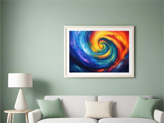 カラーボルテックス - 抽象的な虹の渦巻き絵画 | 大胆なエネルギー