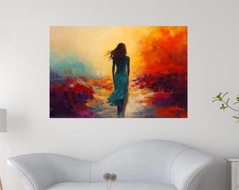 She Walks Through – Abstract Woman Digital Art Print – Emotional Wall Decor