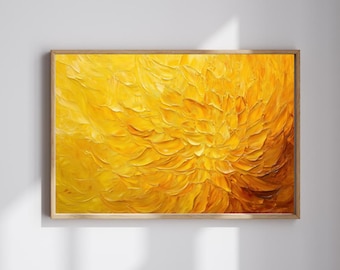 Solar Bloom – Arte de Parede Abstrata Texturizada em Amarelo e Dourado | Download Digital | Acentos Interiores Modernos e Aconchegantes