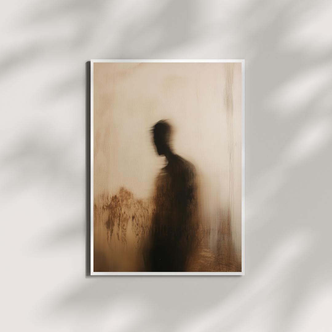 Echo of Presence – Abstract Shadow Figure Wall Art | Moody Minimalist ...