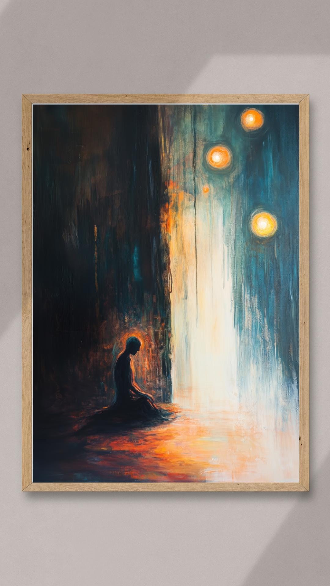 Threshold of Light – Meditative Abstract Figure Art | Spiritual