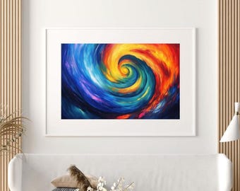 カラーボルテックス - 抽象的な虹の渦巻き絵画 | 大胆なエネルギー