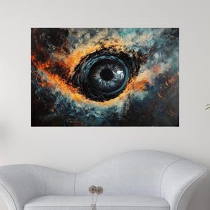 The Eye of Chaos – Abstracte digitale kunstdruk kosmisch oog – Surrealistisch op melkwegstelsel geïnspireerde wanddecoratie