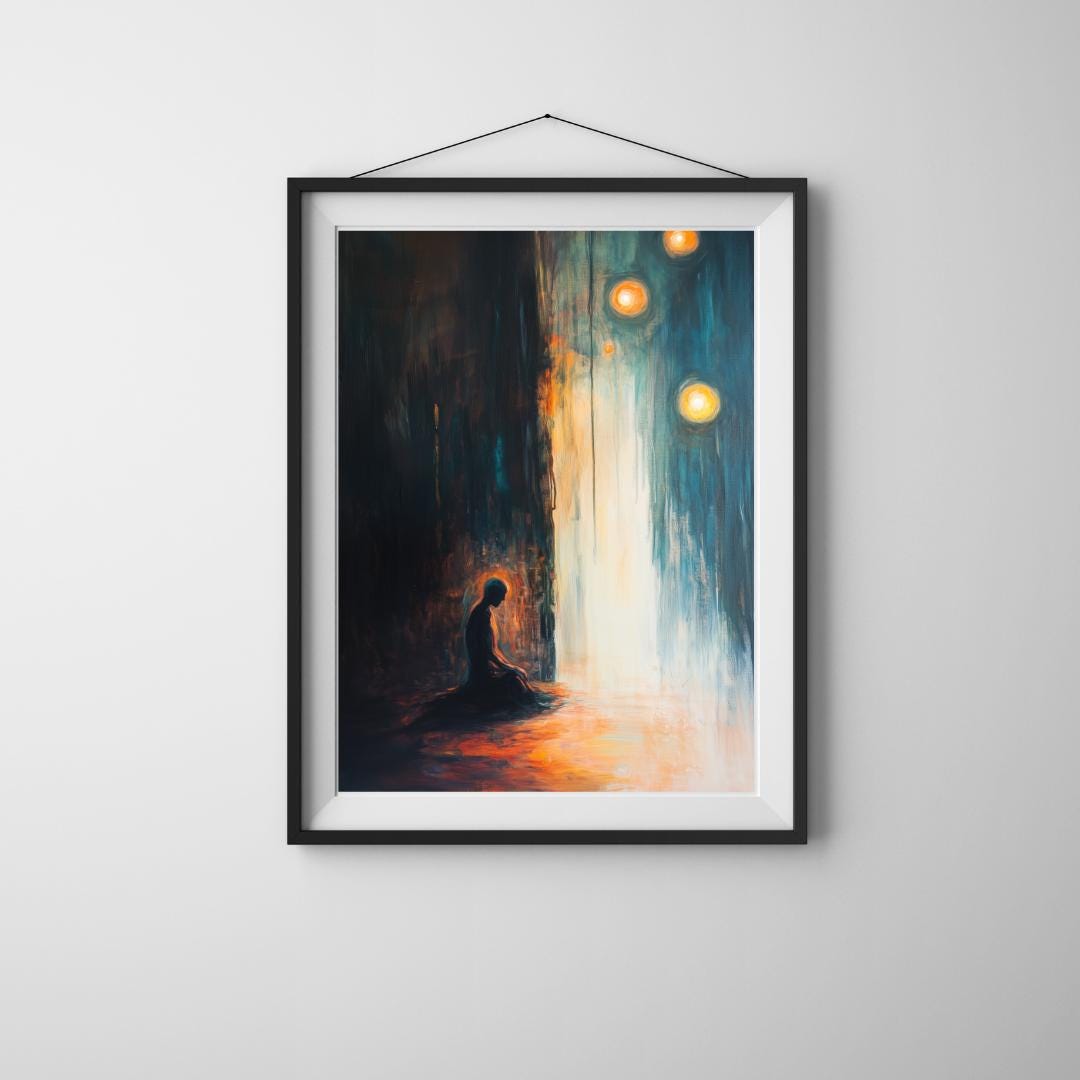 Threshold of Light – Meditative Abstract Figure Art | Spiritual