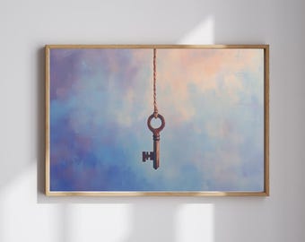 The Key to Somewhere – Dreamy Hanging Key | Mystical Surreal Wall Art | Digital Download