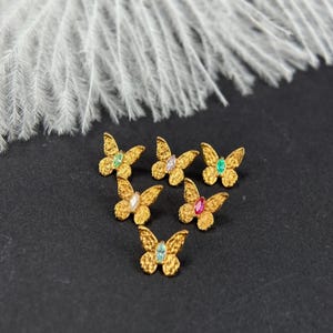 Tiny 7.3mm Butterfly Stud Earring, F136 Titanium Alloy, Internal Spiral