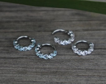 F136 Titanium A Pair Zirconia Hoop Earrings: Minimalist Silver Huggies