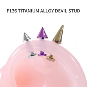 A pair F136 Titanium Devil Spike Stud Internally Threaded Flat Back Labret Lip Ring Cartilage Helix Earring Cone Piercing
