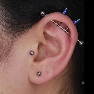 A pair F136 Titanium Devil Spike Stud Internally Threaded Flat Back Labret Lip Ring Cartilage Helix Earring Cone Piercing