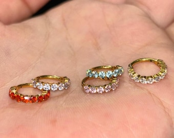 F136 Titanium A Pair Zirconia Hoop Earrings: Minimalist Gold Huggies