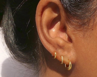 Gold Hoop Earring Set: Minimalist Titanium Steel Hoops,Gold / Silver