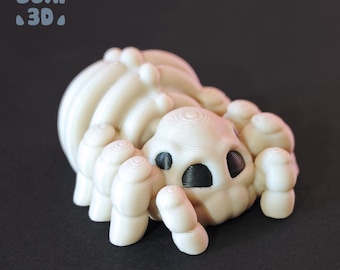 Skeleton Spider - flexi - articulated - cute - STL file for 3D printing - print in place - Includes STL and 3MF files.