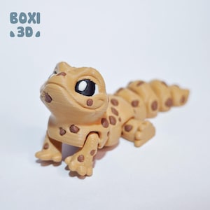 Cookie Gecko - flexi - articulated - cute - STL file for 3D printing - print in place - Includes STL and 3MF files.