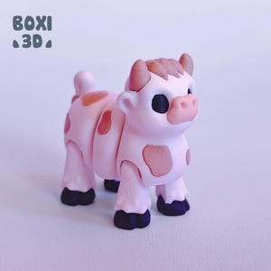 Little Cow - flexi - articulated - cute - STL file for 3D printing - print in place - Includes STL and 3MF files.