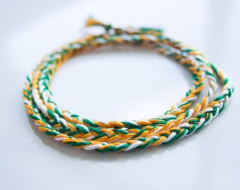 Irish Flag Friendship Bracelet - Braided Wrap Ankle Bracelet - Ireland Flag Jewelry - Boho Beach Bracelet - Unique Gift for Best Friend