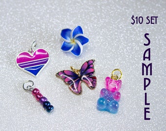 Bisexual Charm Set, Bisexual Jewelry, Queer Pride Month, DIY Jewelry, Blue Purple Pink, Bisexual Flag, LGBTQIA+ Pride, Bi Pride, Chaotic Bi