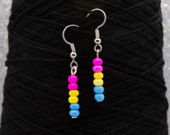 Pansexual Pride, Beaded Earrings, Unique Gift, Fun Dangle, Pansexual Flag, LGBTQ Pride Jewelry, Pan Flag, Pan Pride, Queer Pride Month