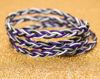 Asexual Pride Leather Wrap Bracelet, Ace Flag, Genuine Leather, Braided Friendship Bracelet, Queer Pride Month, Ace Pride Bracelet