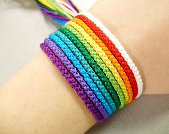 Rainbow Friendship Bracelet Set, Friendship Bracelets for Ten, Party Favors, Unique Gift for Best Friend, LGBT Pride Jewelry