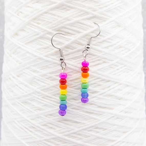 Pink Beaded Rainbow Earrings Pink Beaded Rainbow Earrings