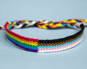 Progress Flag Bracelet, Queer Pride Month, Rainbow Trans POC, Adjustable Anklet, Rainbow Flag Bracelet, LGBTQ Pride Bracelet, Ally Bracelet