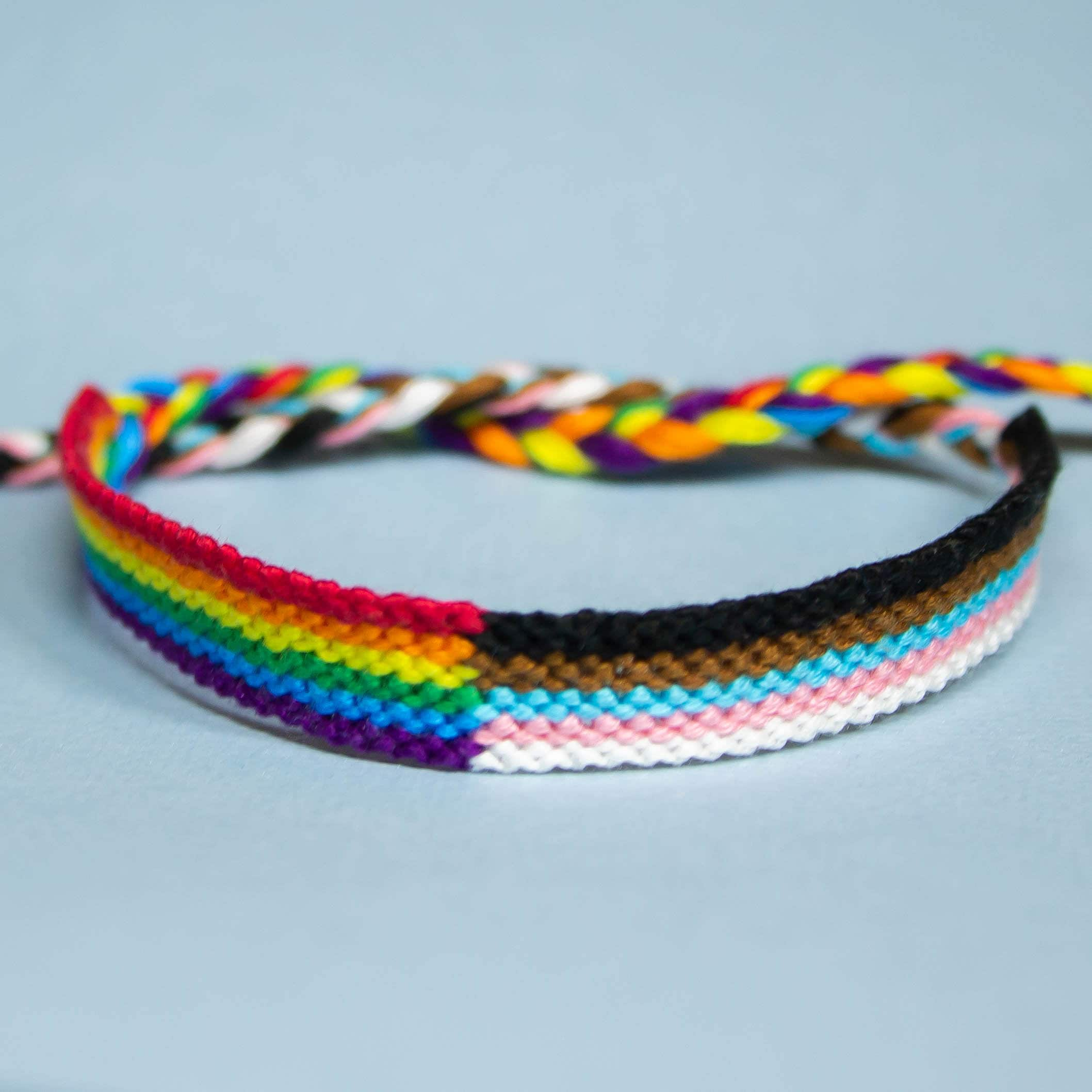 Lesbian Pride Leather Rope Bracelet - Pride Mode Black