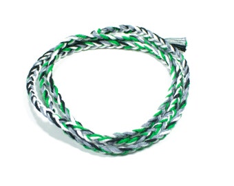 Demiromantic Braided Wrap Bracelet - LGBTQIA+ Pride Friendship Bracelet - Demiromantic Flag - Bracelet in Green, White, Grey, and Black