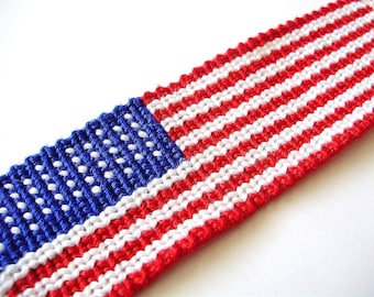 American Flag Friendship Bracelet Cuff, Made to Order, America Bracelet, Fourth of July, Adjustable Bracelet, Patriotic Jewelry