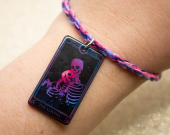 Omnisexual Pride, Tarot Card Charm, Twist Bracelet, Beach Bracelet, Omnisexual Flag, LGBTQ Pride Month, Pink Blue, Adjustable Bracelet