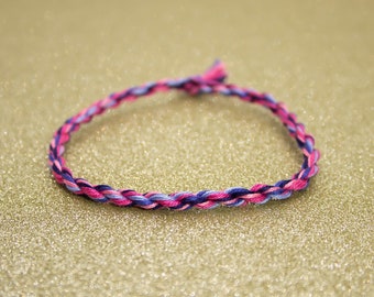 Omnisexual Pride, LGBTQ Pride Bracelet, Omnisexual Flag, Queer Pride Month, Adjustable Anklet, Rope Bracelet, Pink Blue, Hypoallergenic