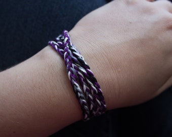 Asexual Pride Bracelet: Purple, White, Black, Gray Cotton Wrap