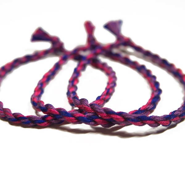 Bisexual Flag Twist Bracelet -  LGBTQ Pride - Pink, Blue, Purple - Adjustable Bracelet/Anklet - Bisexual Pride - Beach Bracelet