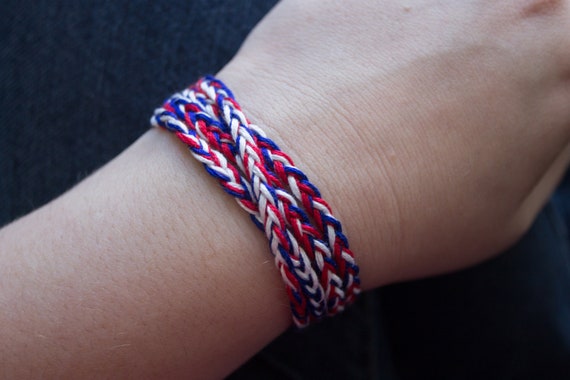 Rot Weiss Und Blau Geflochtene Freundschaft Armband Etsy