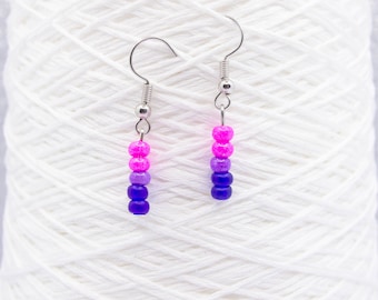 Bisexual Pride Beaded Earrings, Unique Gift, Bisexual Flag, LGBT Pride Jewelry, Simple Beaded Earrings, Minimalist Jewelry, Queer Pride