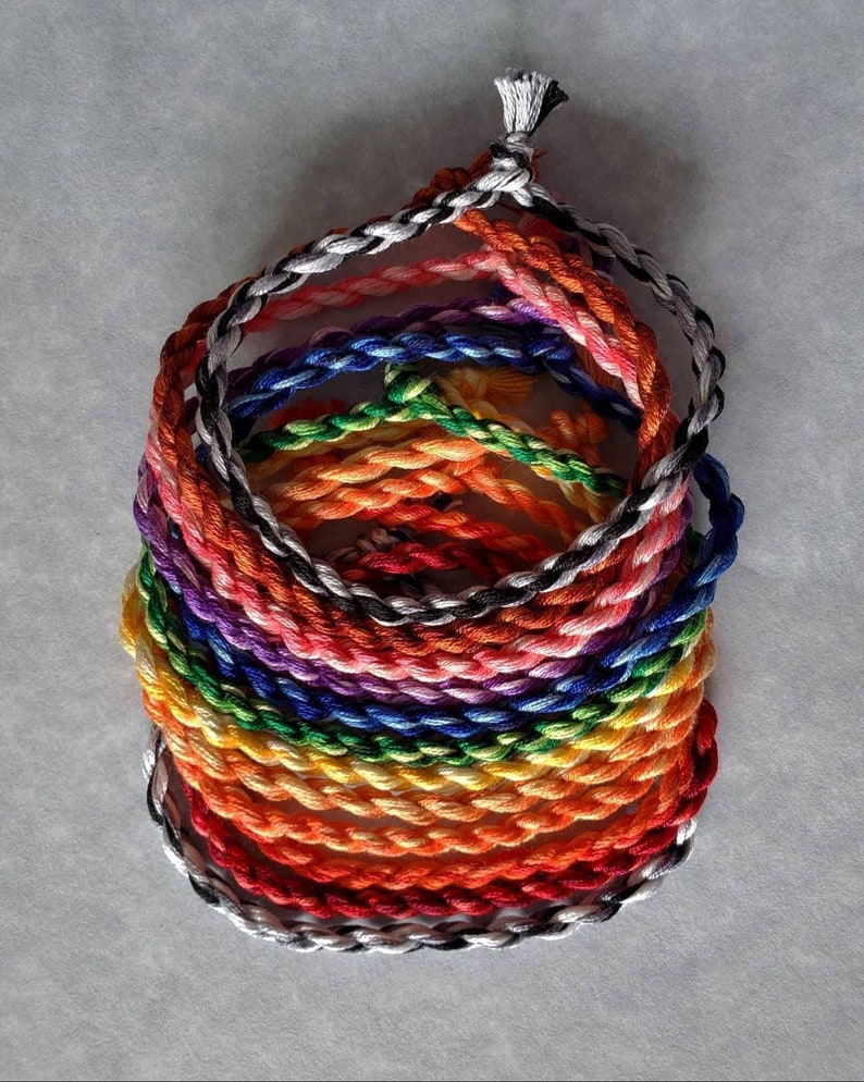 Black White Gray Twist Friendship Bracelet Twisted Etsy