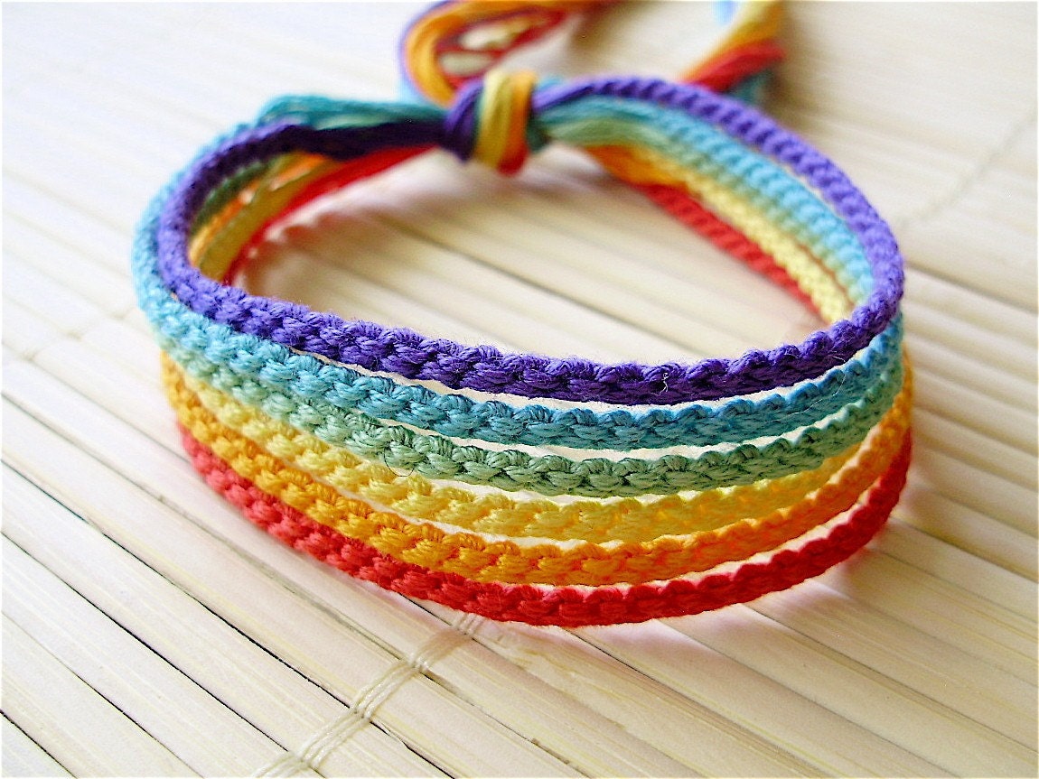 Rainbow Bracelet String, Eternity Cord Cuff, Friendship Equality Gift,  Hope, Pride LGBT Paracord Jewelry. Unisex. 2mm