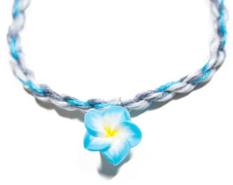 Demiboy Flag Bracelet with Blue Flower Charm, LGBTQ Pride Jewelry, Adjustable Ankle Bracelet, Demiboy Pride, Unique Gift for Trans Boy