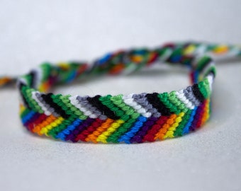 Aromantic Pride, Rainbow Bracelet, Aromantic Flag, LGBTQ Pride Bracelet, Adjustable Anklet, Gay Pride Month, Queer Pride, Chevron Bracelet